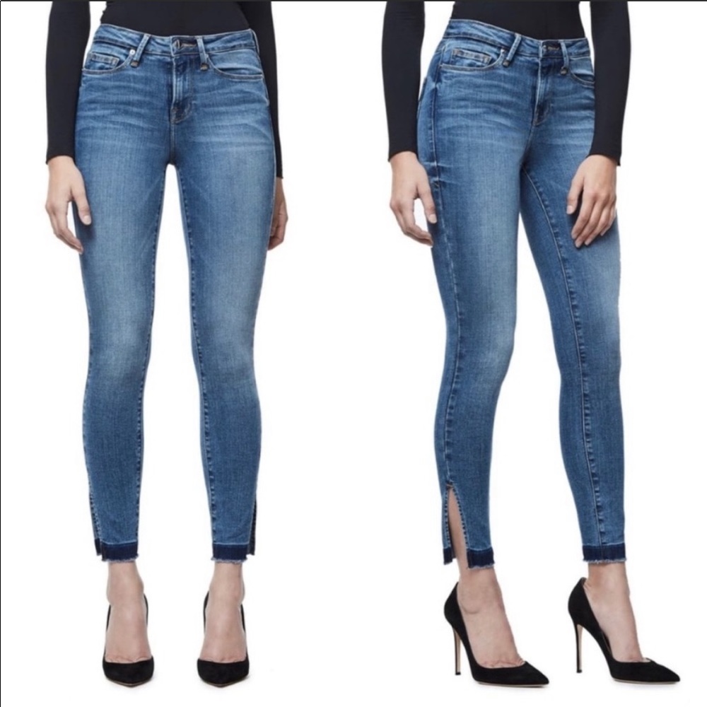 Good American Good Legs Cuffed Split Hem Jeans 8